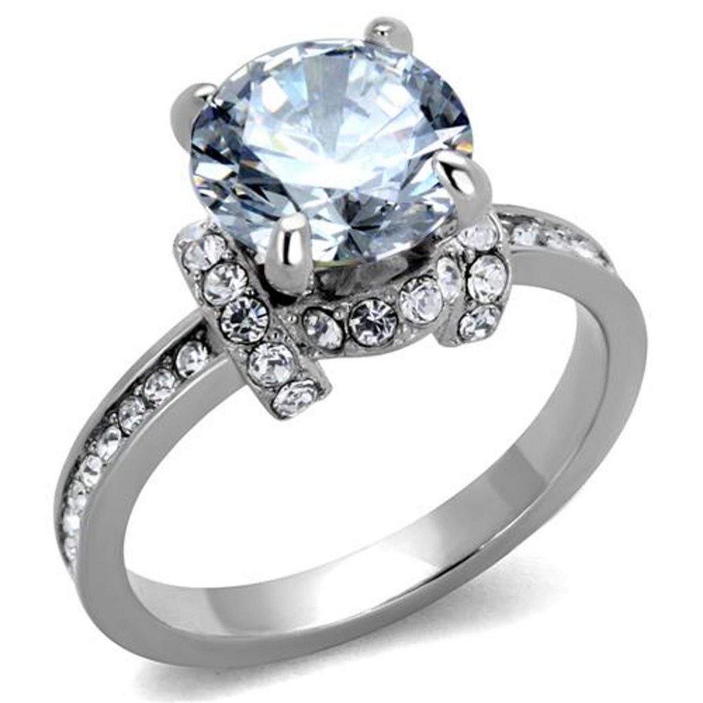 3 Ct Zirconia Stainless Steel Engagement Ring